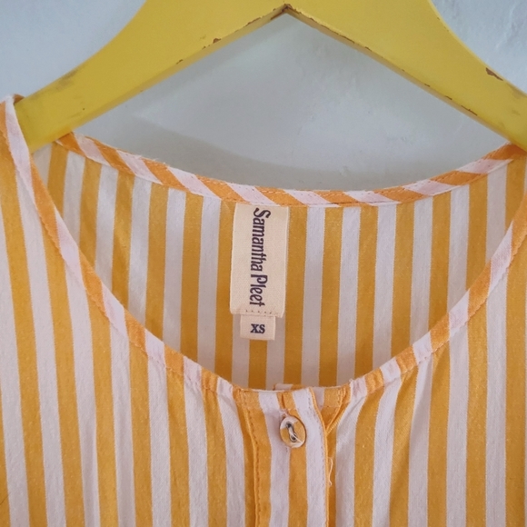 Samantha Pleet Sunbeam Dress, Yellow and White Striped Sun Dress, XS - Picture 3 of 6